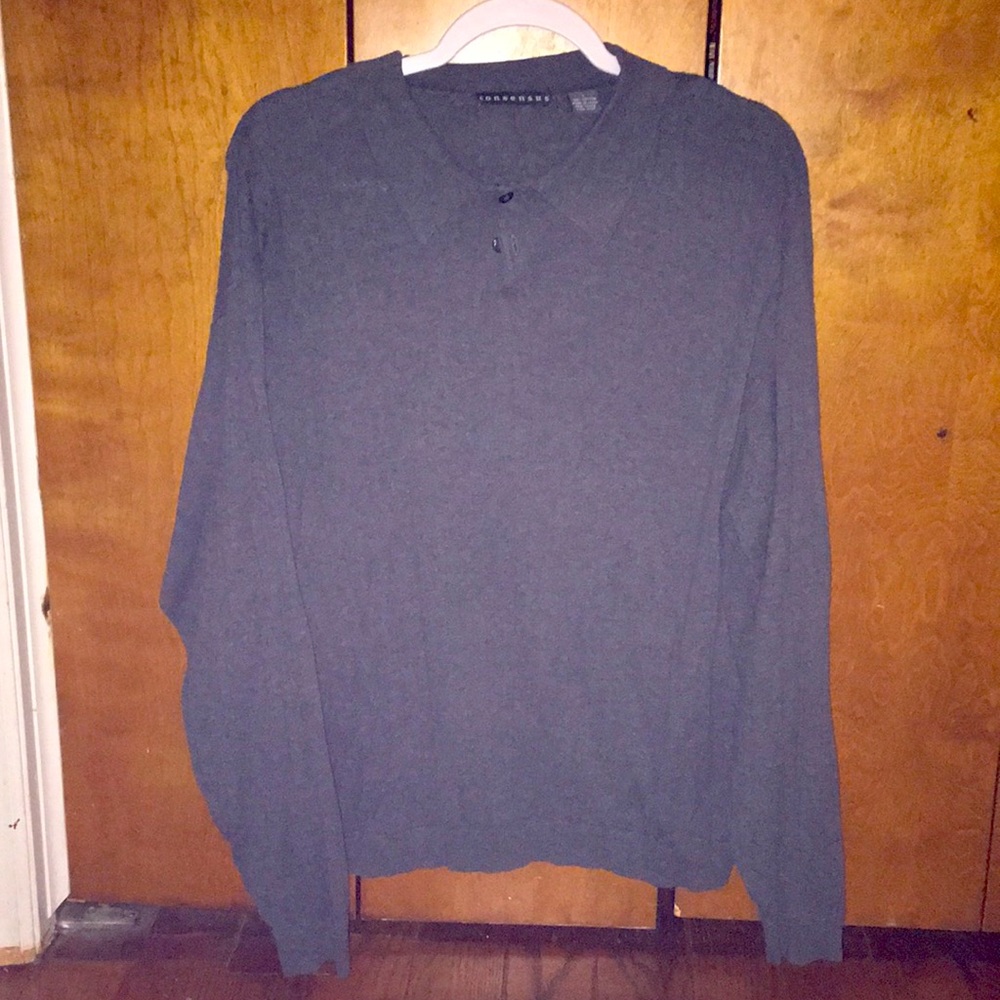 Consensus Long Sleeve Collared Cable Sweater - image 1